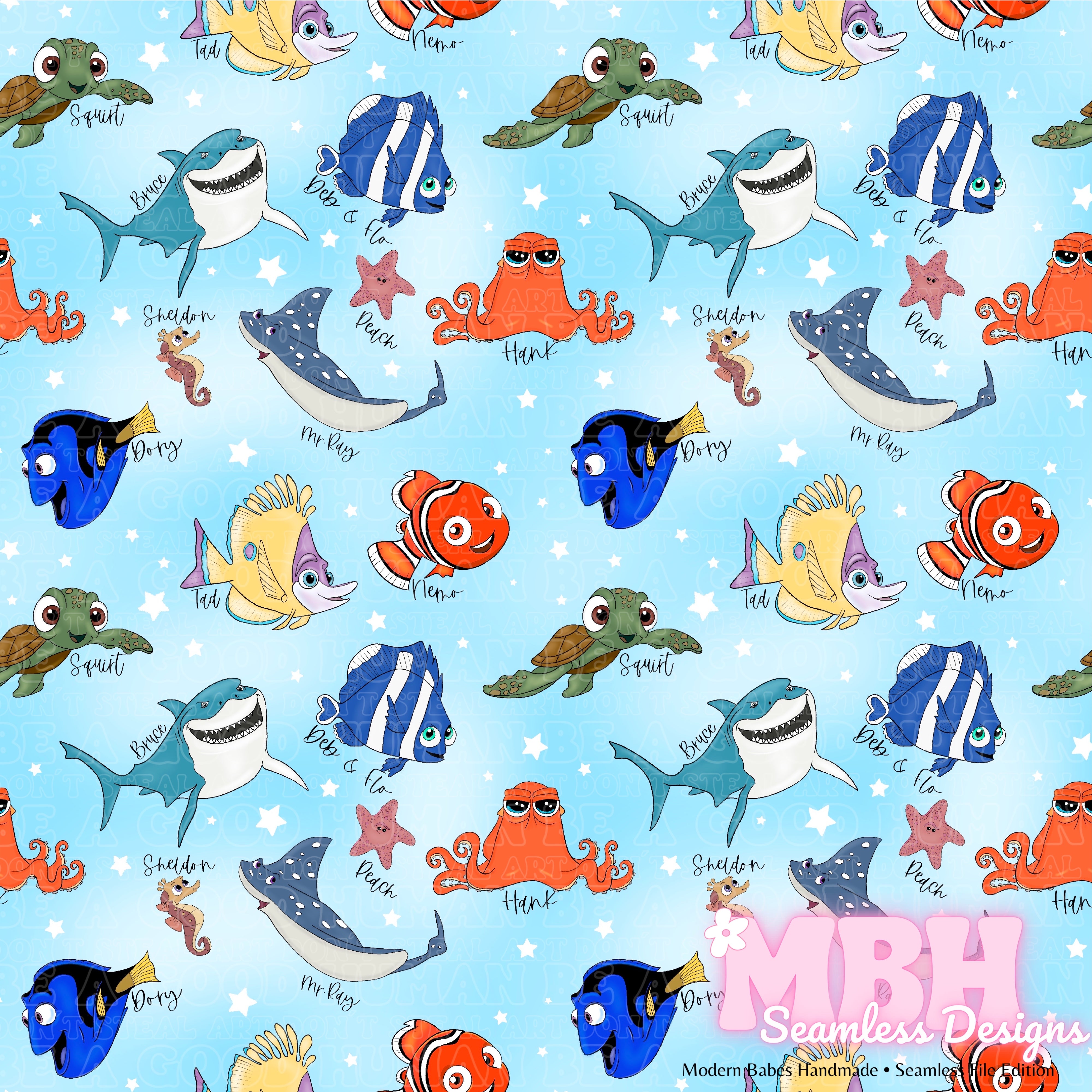 Simplicity Nemo Pattern Nemo & Friends Names Seamless Pattern – MBH Seamless Designs