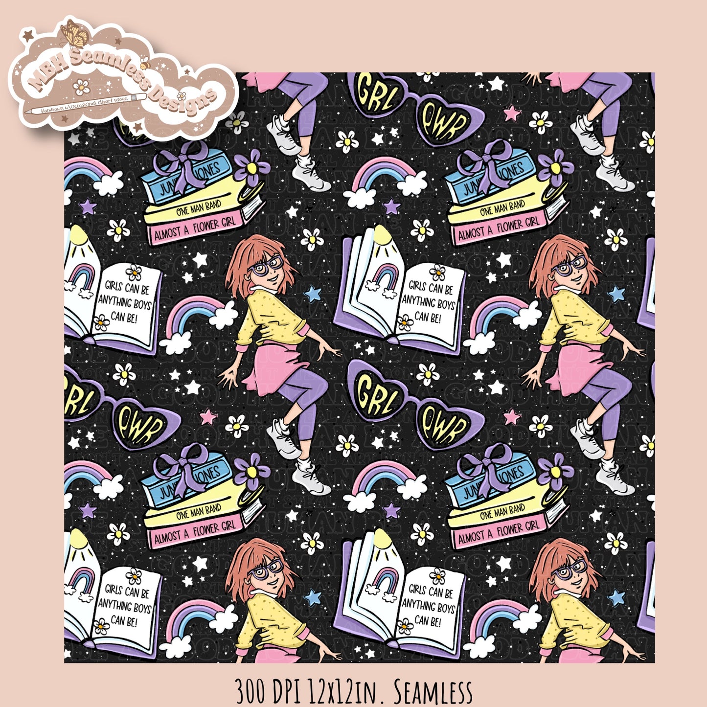 Junie B Seamless Pattern // PNG //Multiple Colorway Options