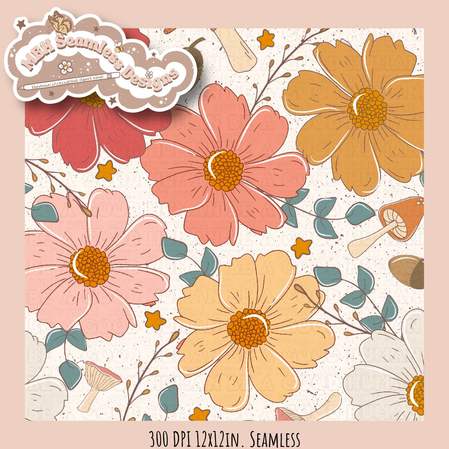 Fall Blooms Seamless Pattern MULTIPLE COLORWAYS