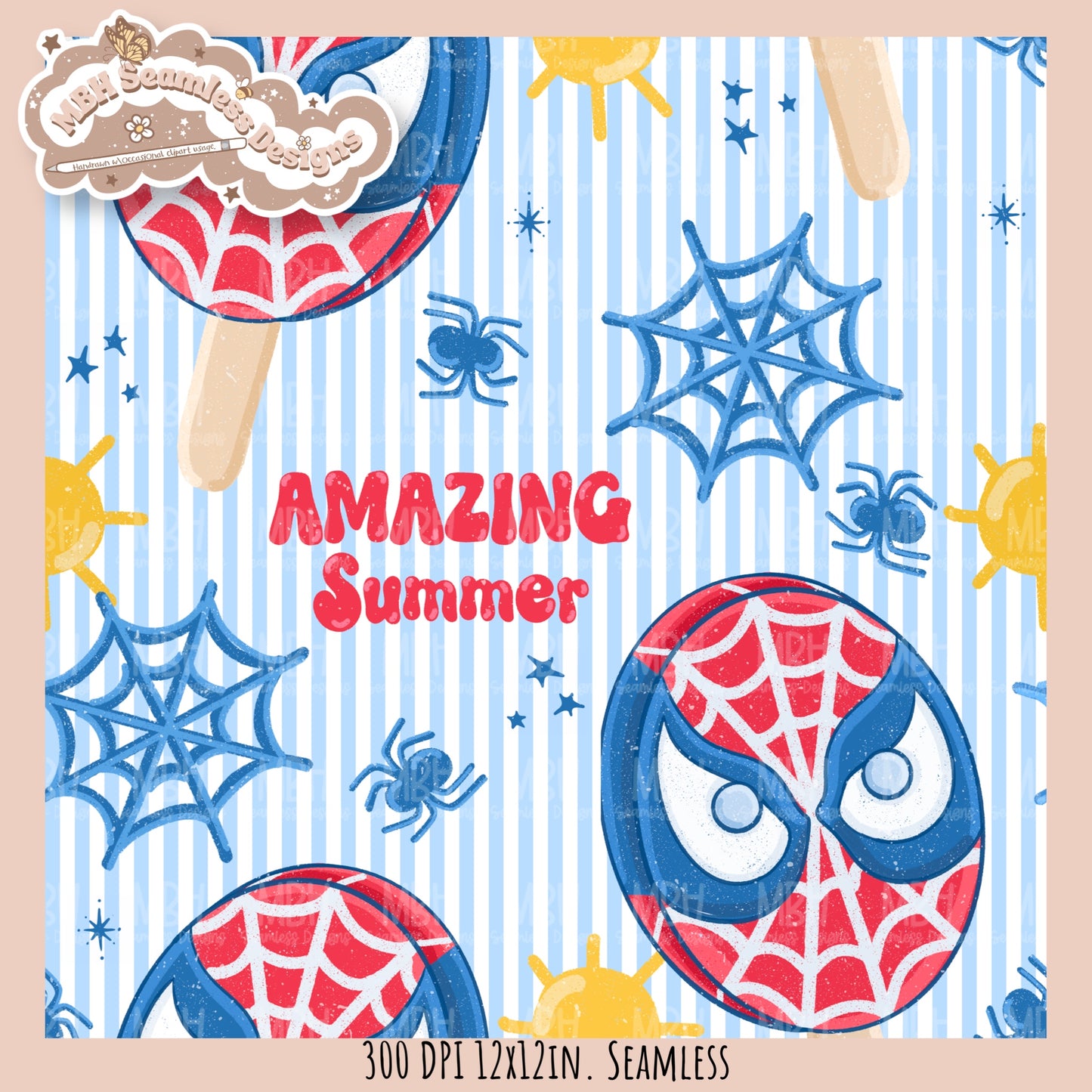 Spider Man Pops Seamless Pattern // Assorted Colorway Options