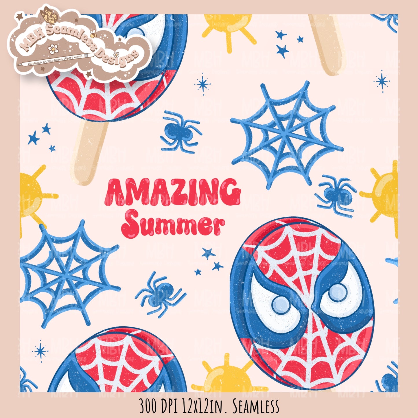Spider Man Pops Seamless Pattern // Assorted Colorway Options