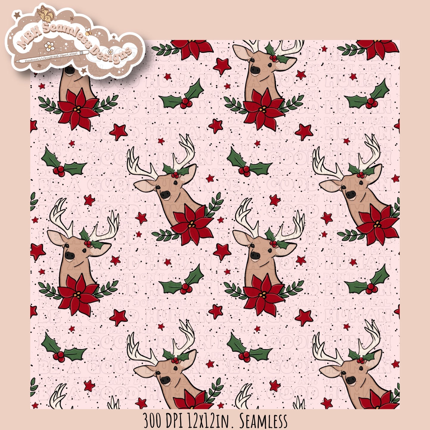 Deer Floral Seamless Pattern MULTIPLE COLORWAY OPTIONS