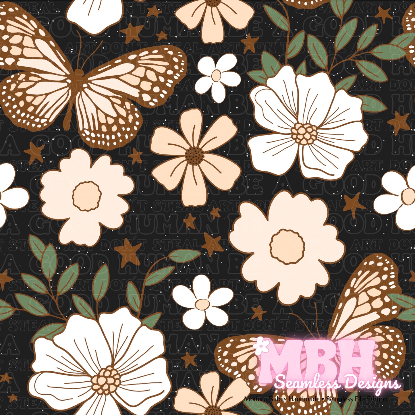 Neutral Butterfly Floral Starry Spex ASSORTED COLORWAYS Seamless Pattern