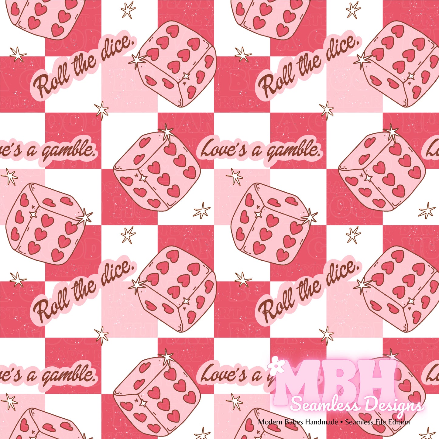 Checkered Love Dice Seamless Patterns