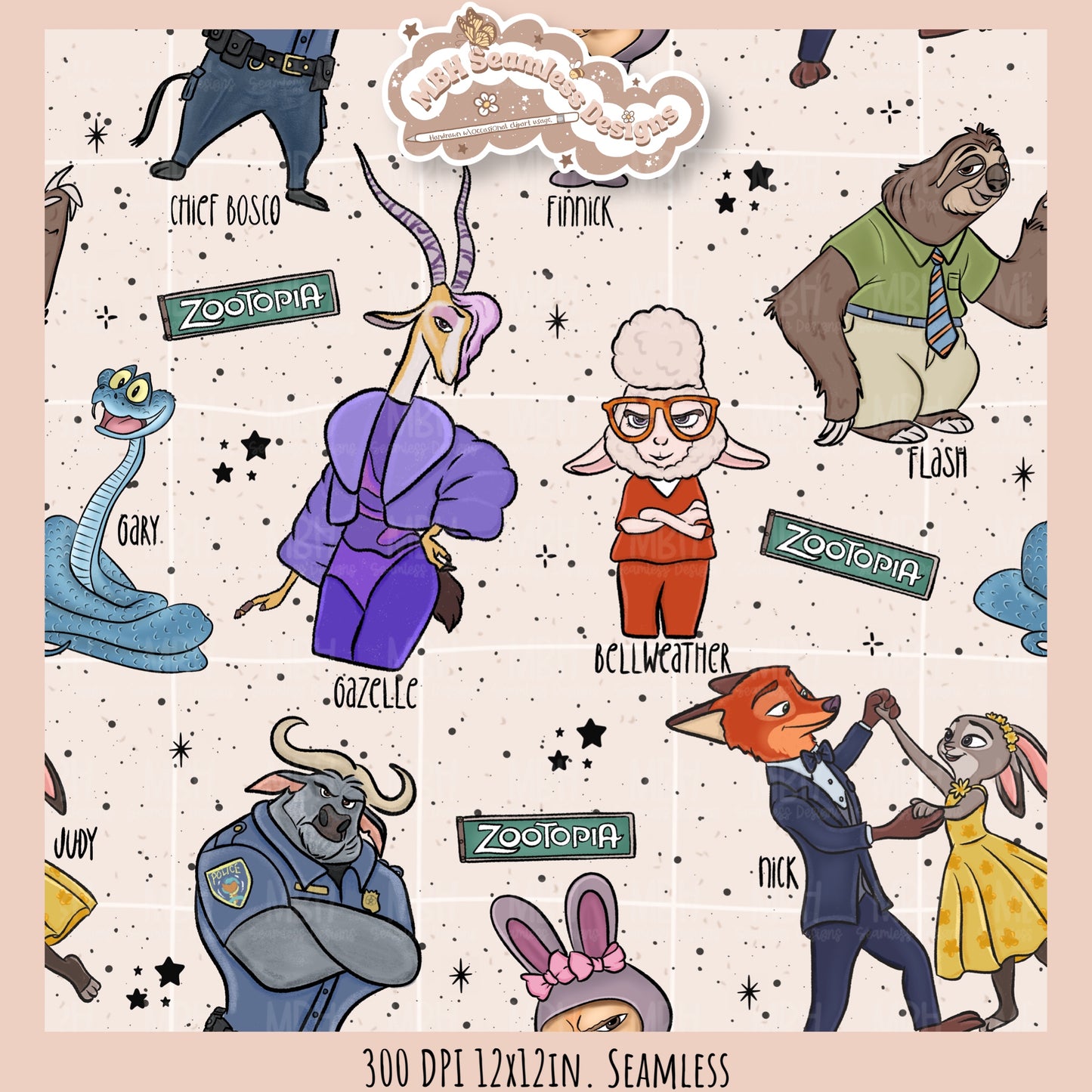 Nick Judy & Friends Seamless Pattern // Assorted Colorways