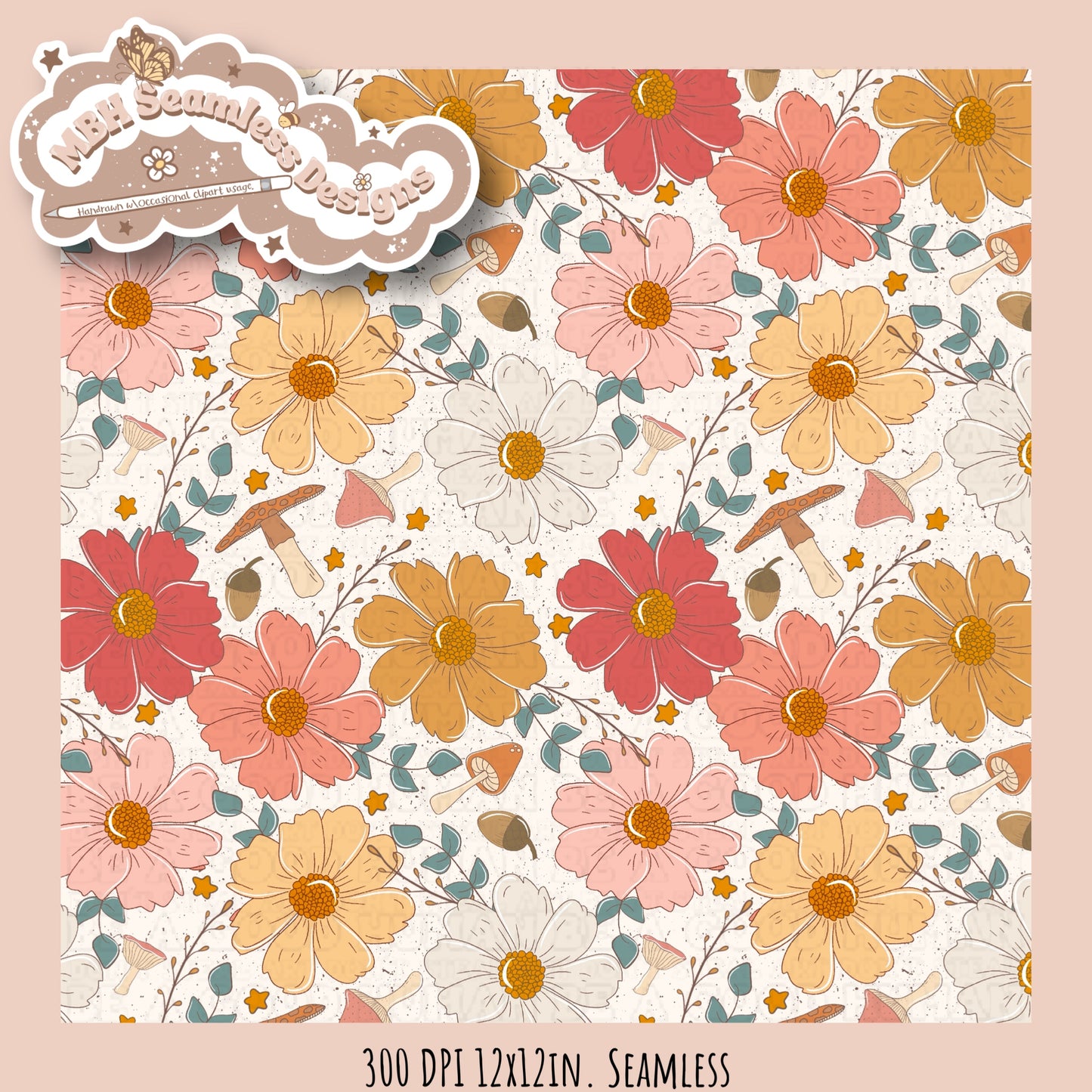 Fall Blooms Seamless Pattern MULTIPLE COLORWAYS