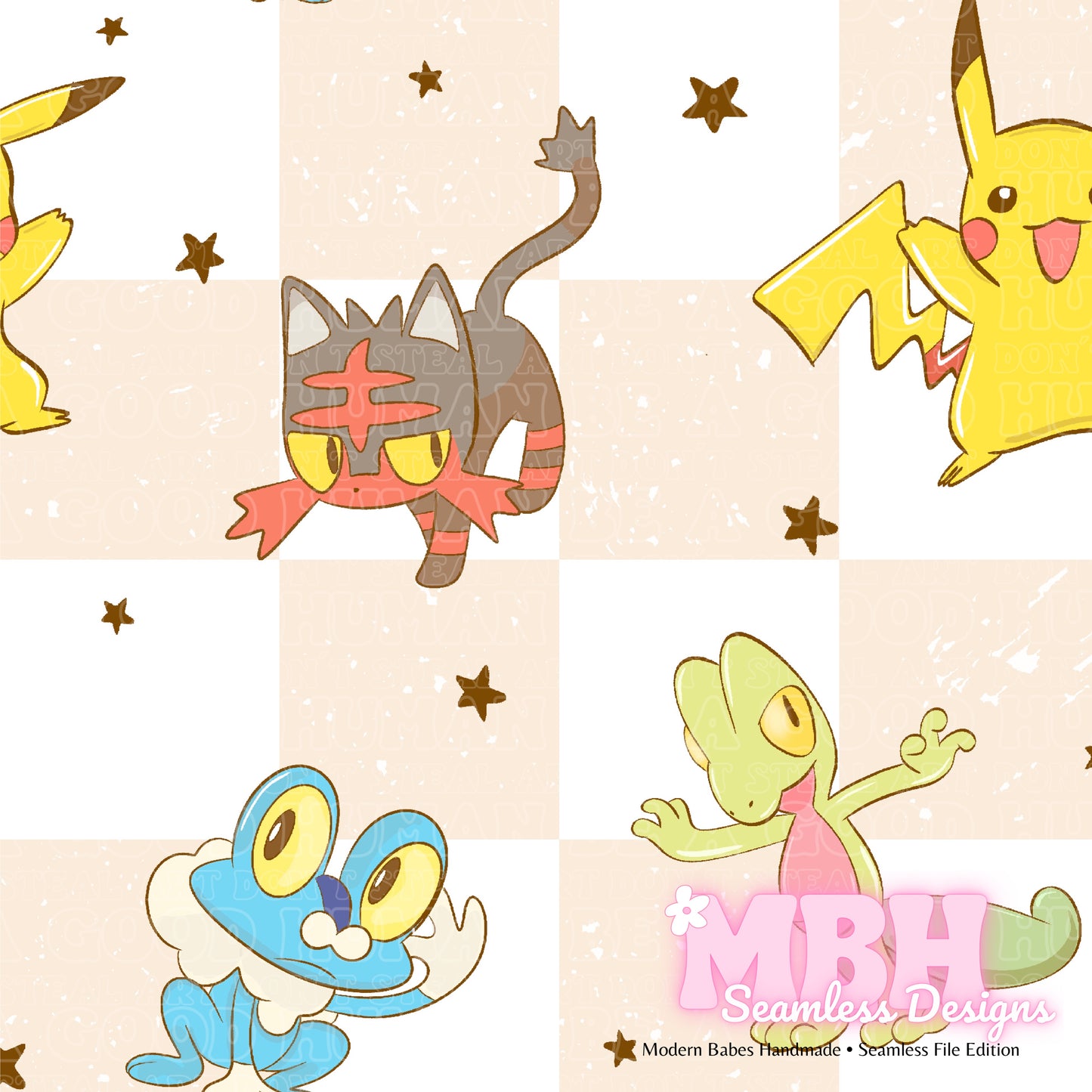 Pokémon Friends Chex Assorted Colorways Seamless Pattern