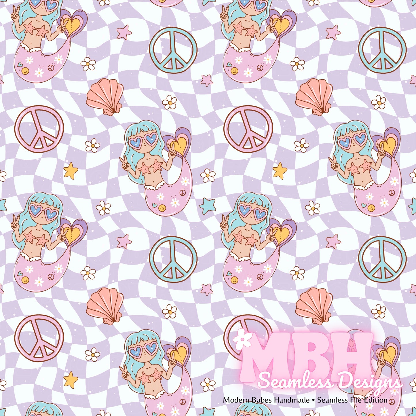 Groovy Mermaid Seamless Pattern MULTIPLE COLORWAYS