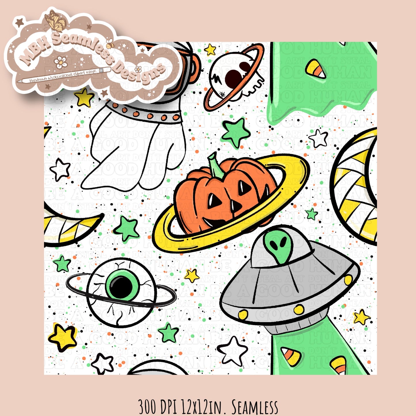 Spooky Space Seamless & PNG MULTIPLE COLORWAYS