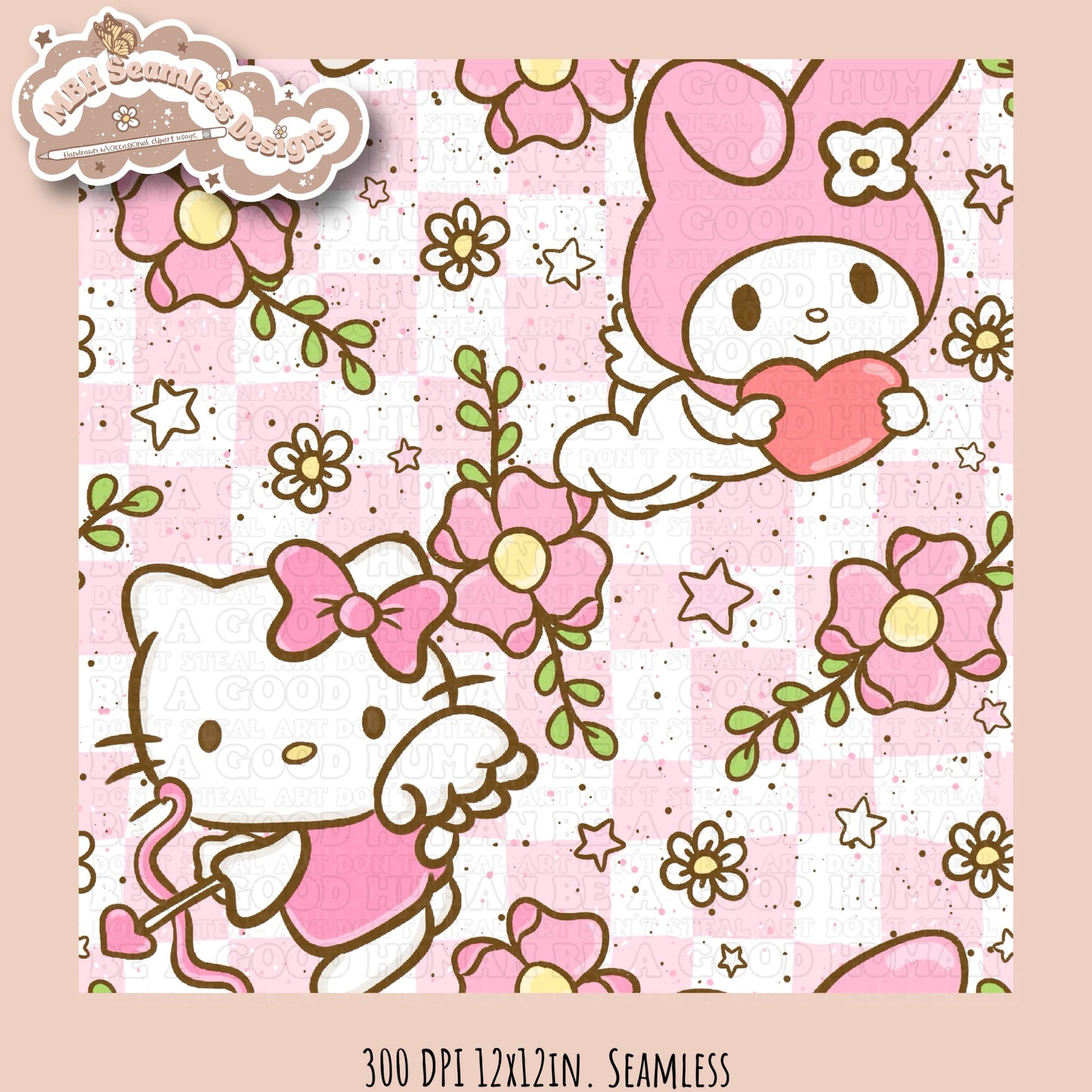 HK & Melody Floral Love Seamless Pattern MULTIPLE COLORWAYS