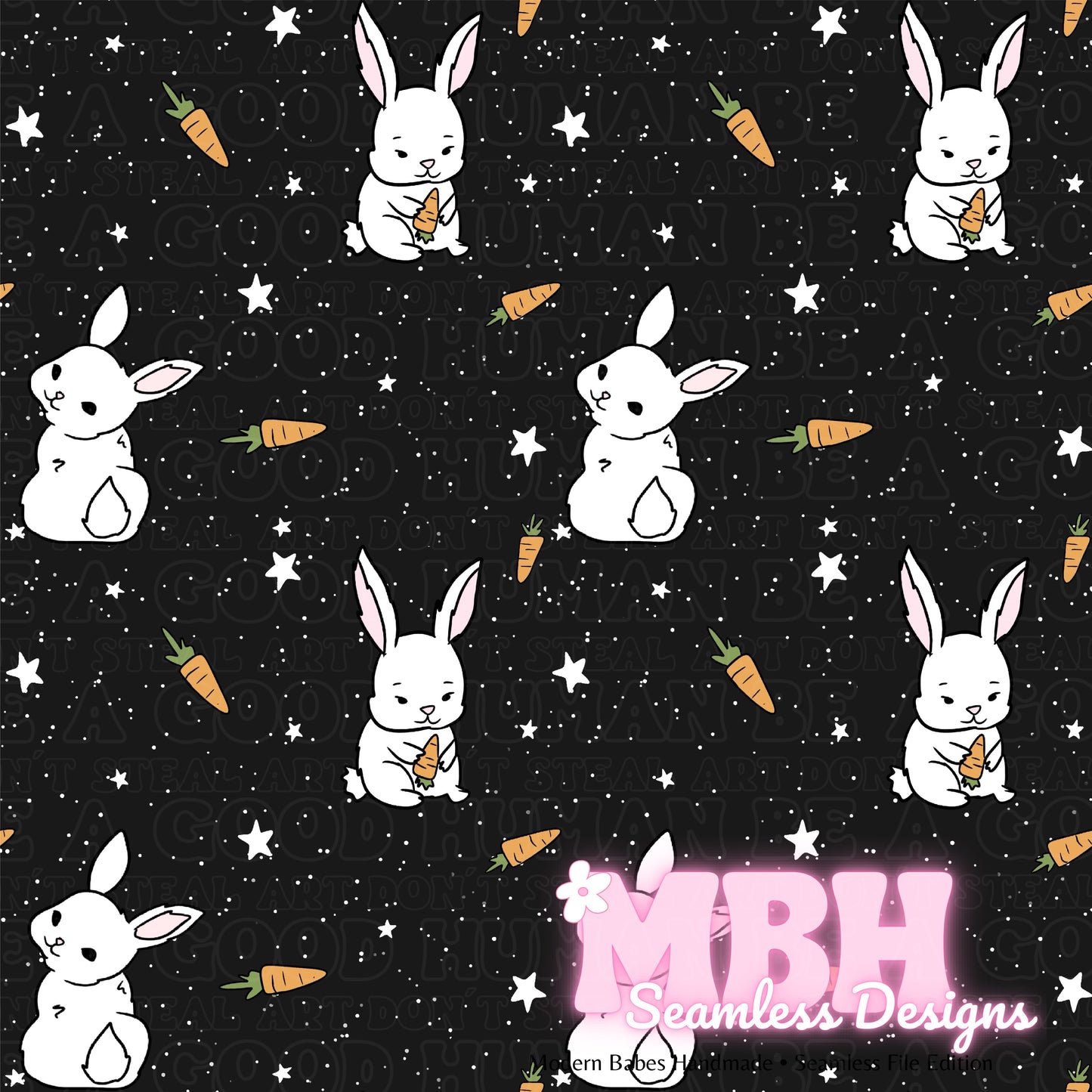 Starry Rabbit Seamless Pattern Multiple Colorways