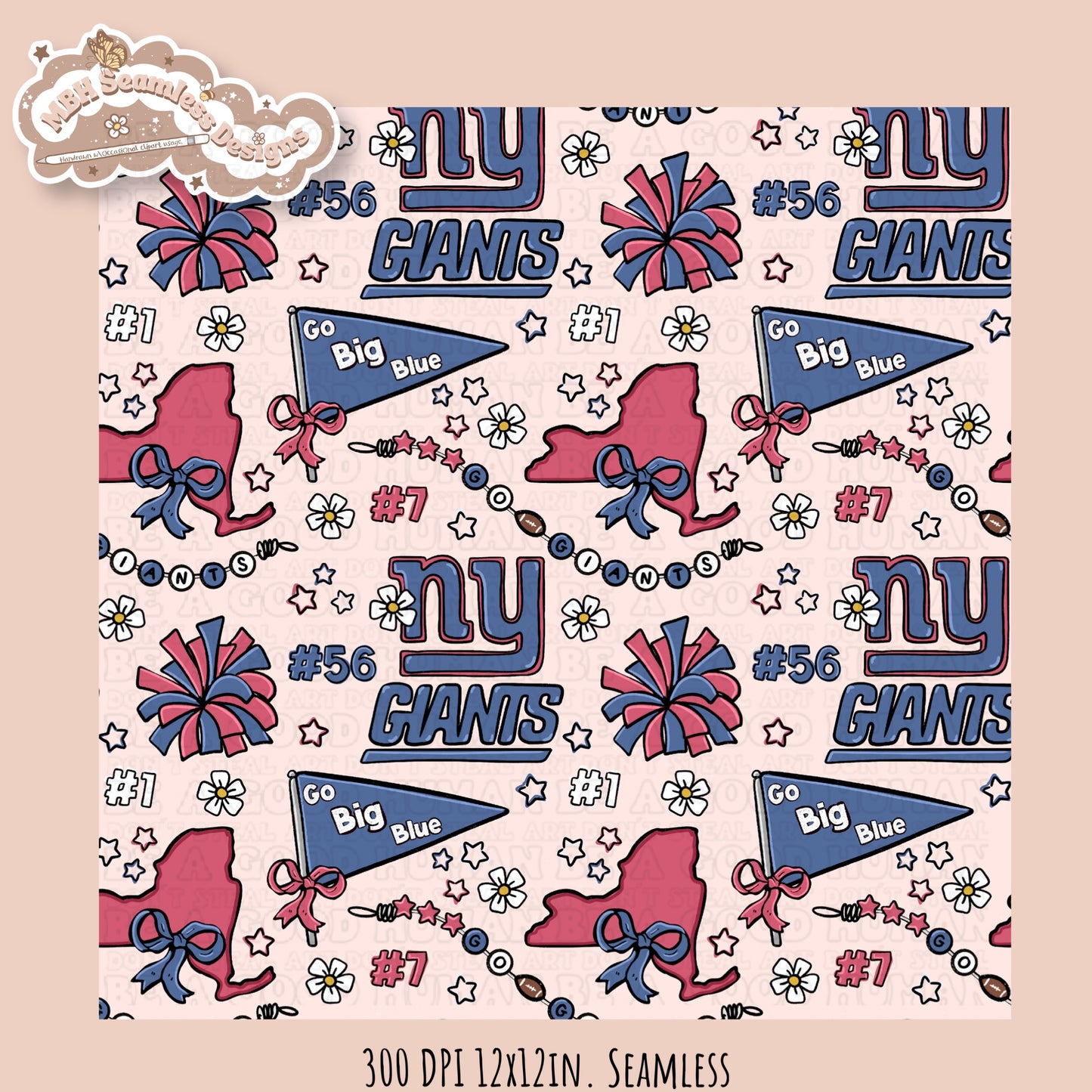Giants x Daisies Football Seamless Pattern // Assorted Colorways