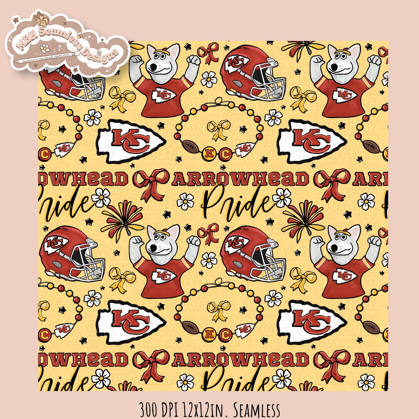 Chiefs x Daisies Football Seamless Pattern // Assorted Colorways