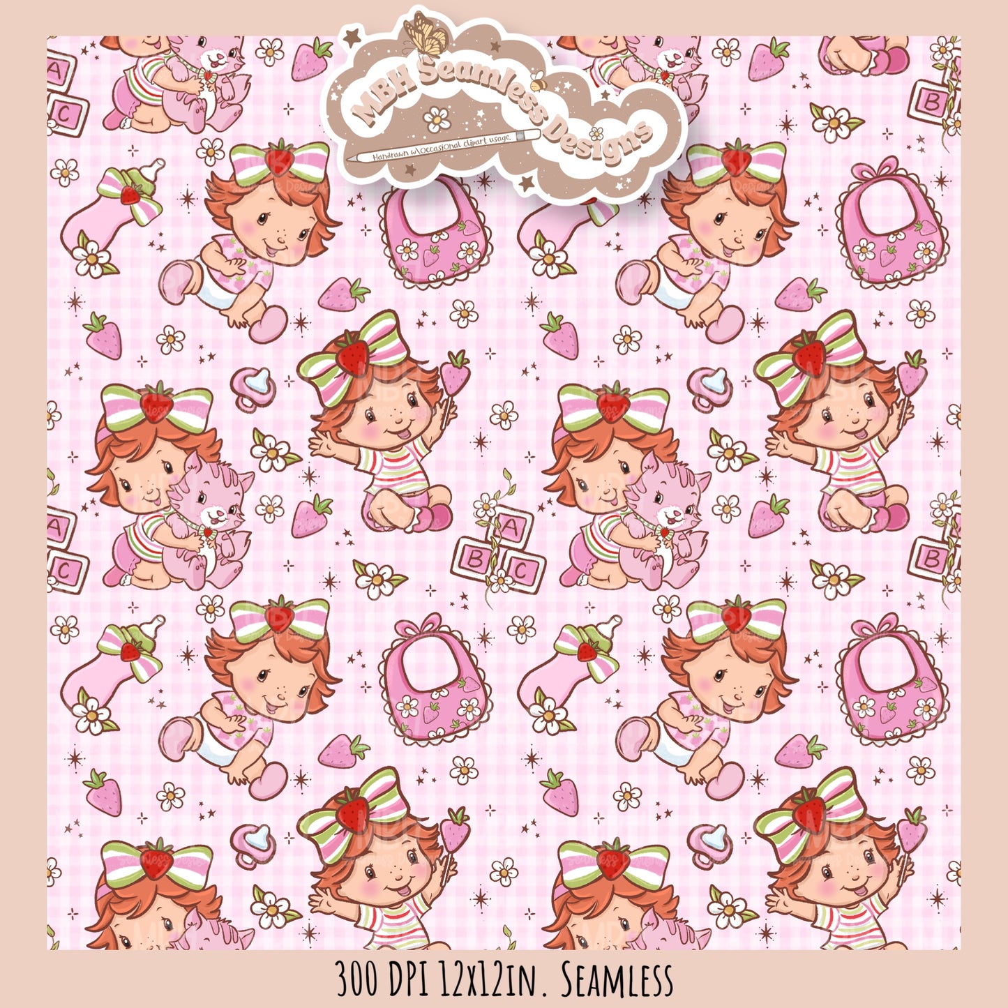 Baby Shortcake Seamless Pattern • PNG •Multiple Colorways
