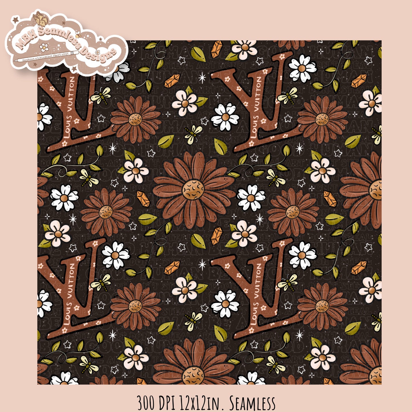 Boujee Brown Floral Seamless Pattern Multiple Colorways
