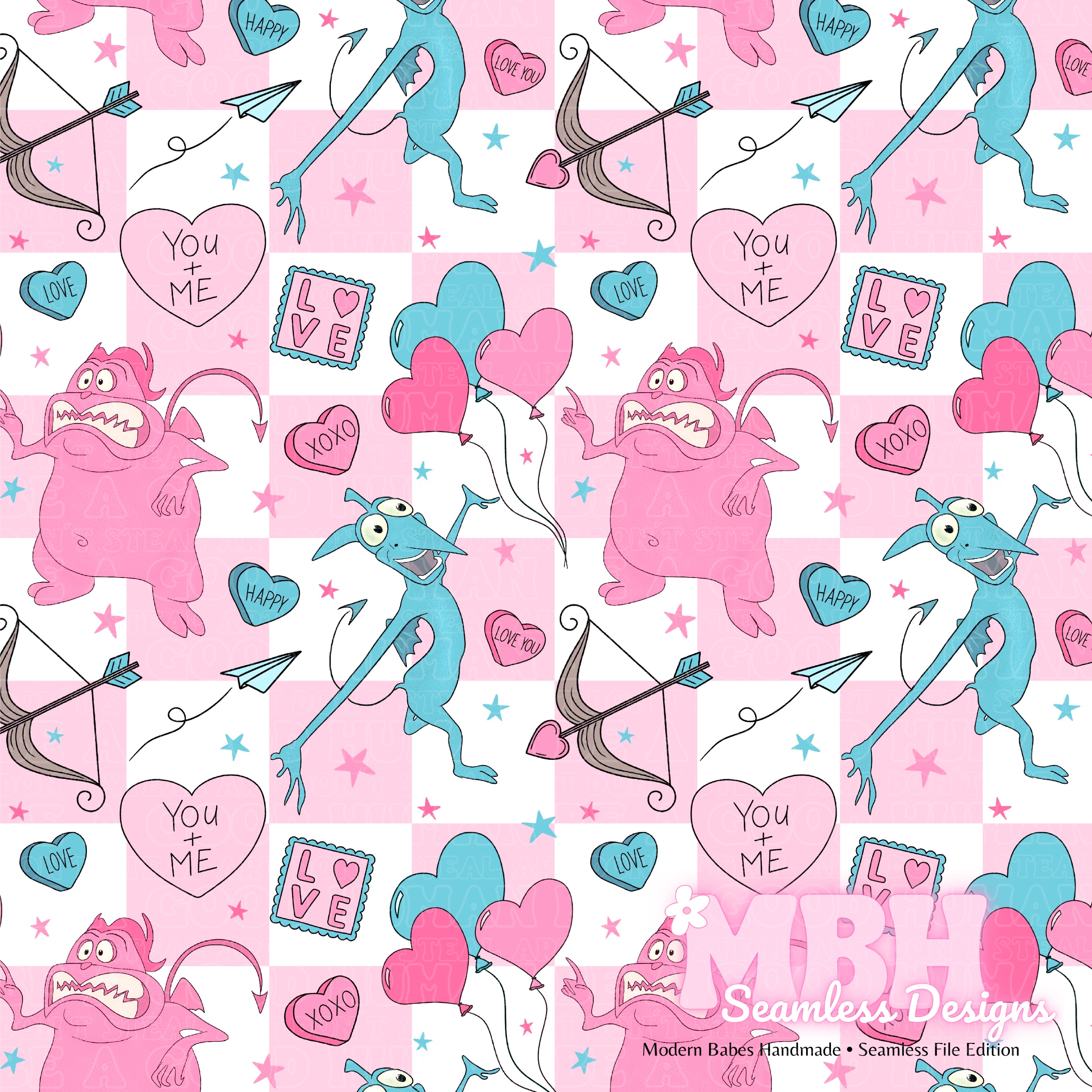 Pain & Panic Checkered Valentine Assorted Colorways Seamless Pattern ...