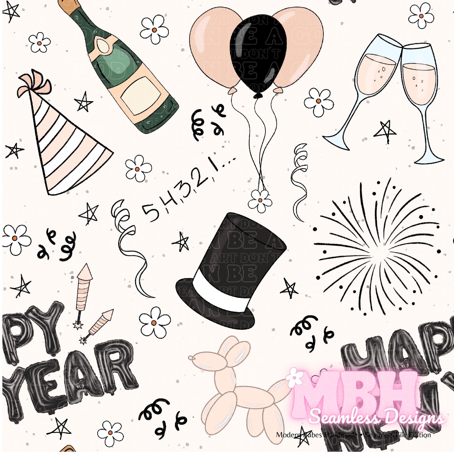 Happy New Year Seamless Pattern