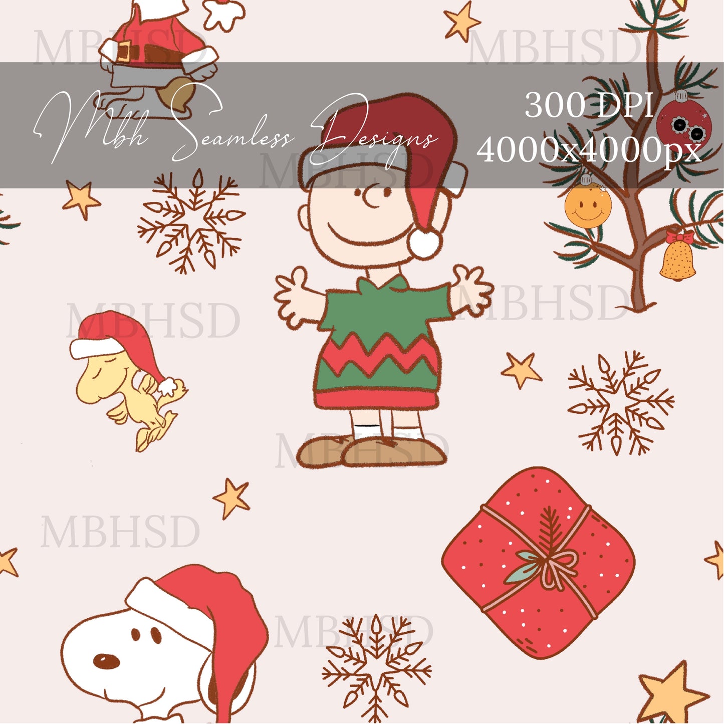 Charlie Brown Christmas Seamless Pattern