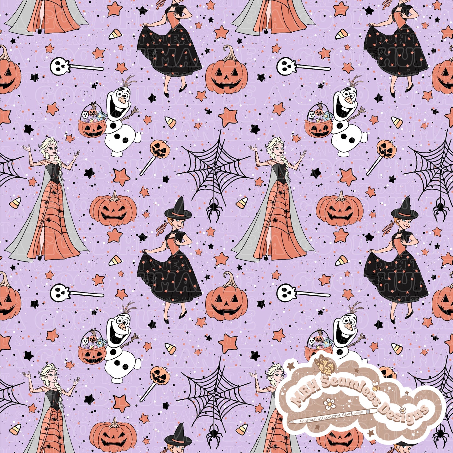 Frozen Halloween Seamless Pattern & PNG MULTIPLE COLORWAYS