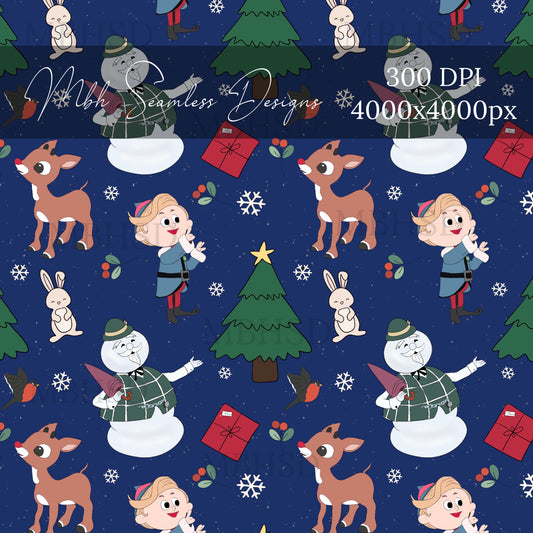 Vintage Reindeer Seamless Pattern