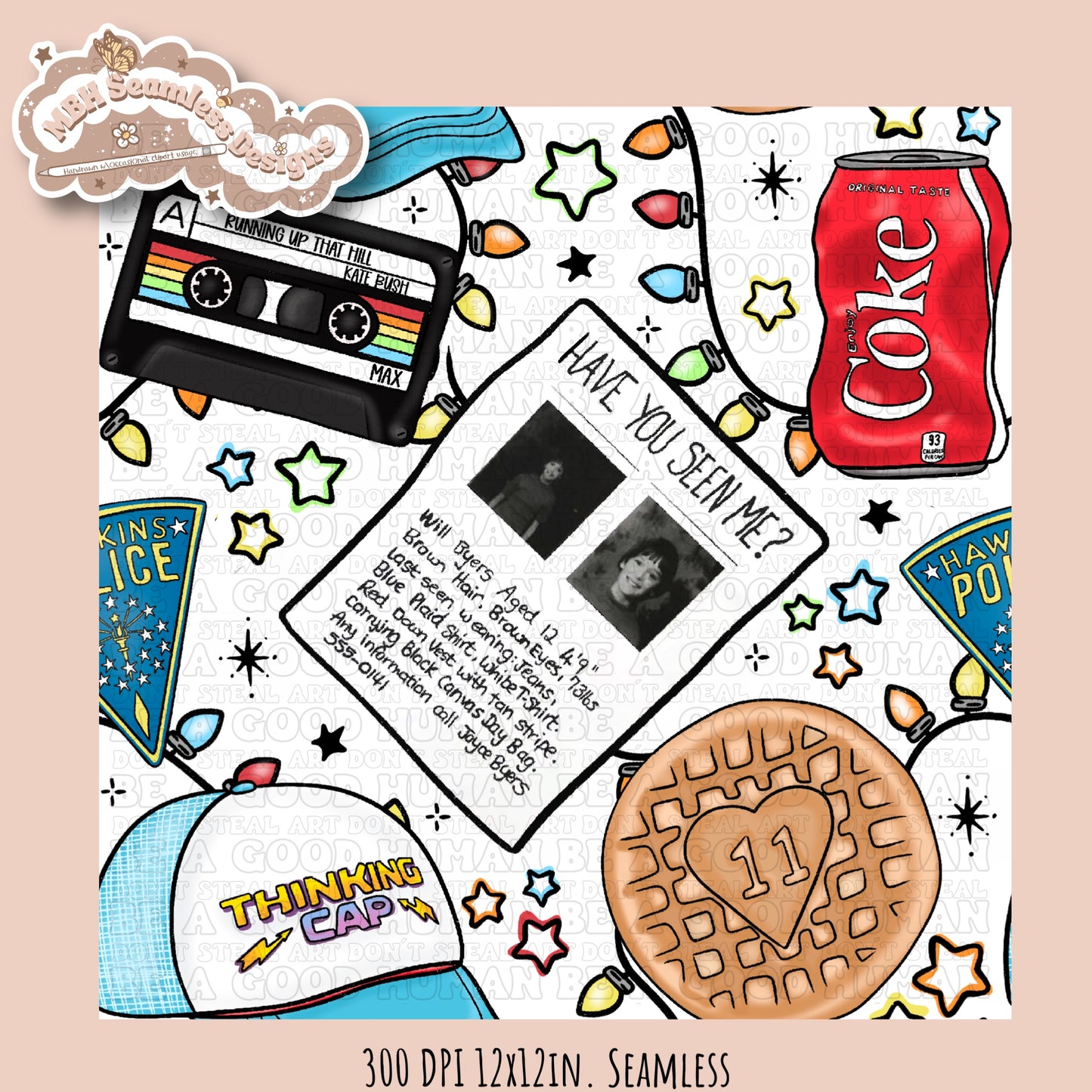 Stranger Things Lights Seamless Pattern // PNG // Multiple Colorways