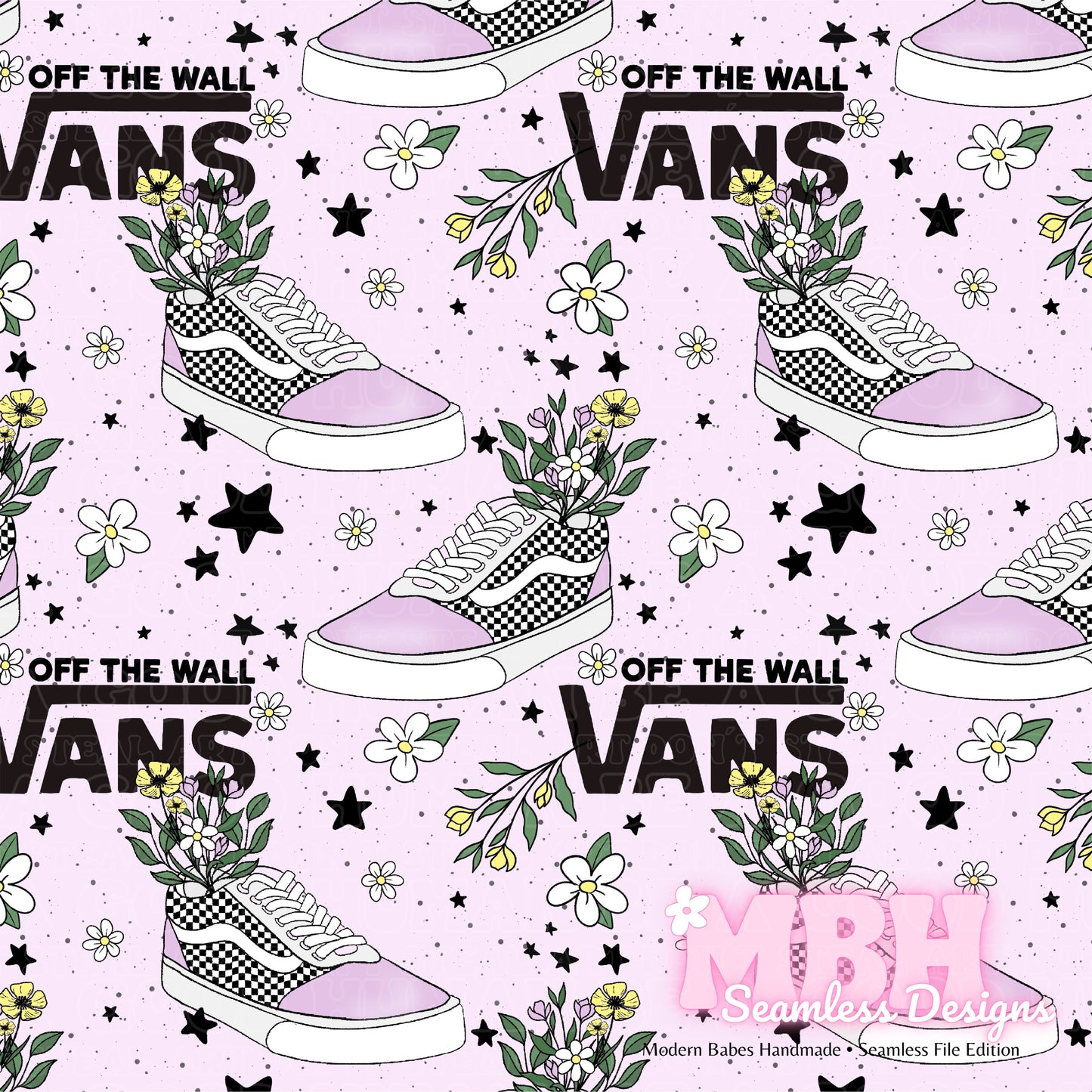 Starry Wildflower Skater Sneakers Seamless Pattern