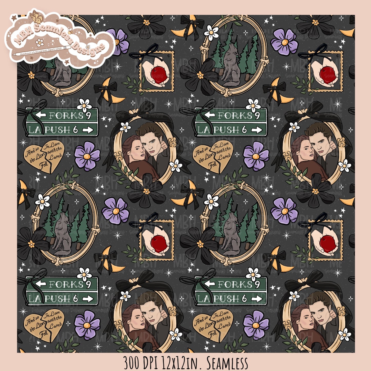 Twilight x Frames Seamless Pattern // PNG // Assorted Colorways