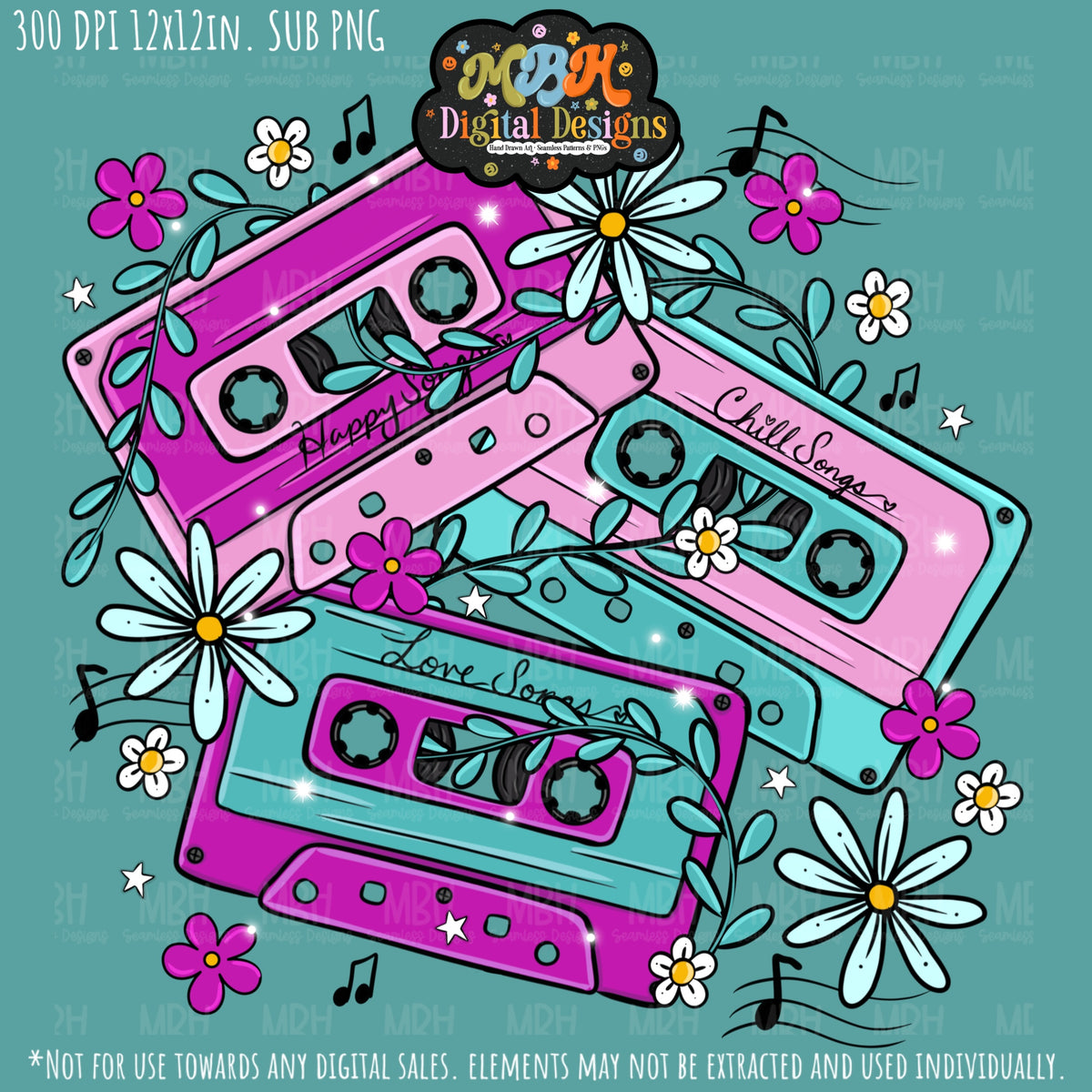 Hextober Day 1 •Music Seamless Pattern // PNG // MULTIPLE COLORWAYS (Hextober files are not available in drives.)