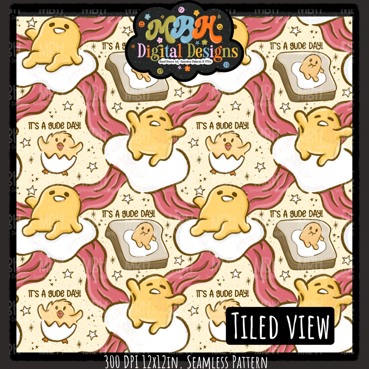 Gude Day Seamless Pattern // PNG // Assorted Colorways