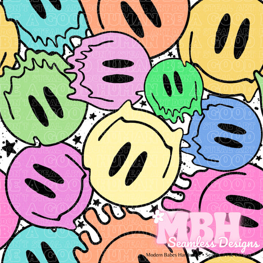 Trippy Smiley Faces Seamless Pattern