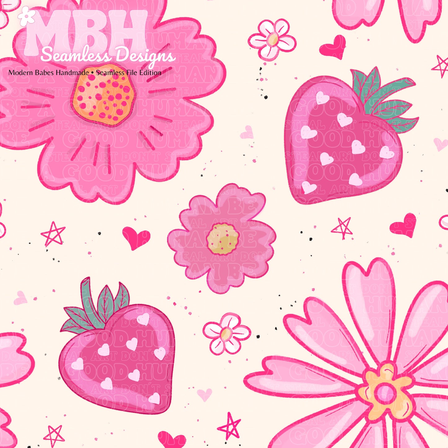 Strawberry Floral 2 Colorways Seamless Pattern