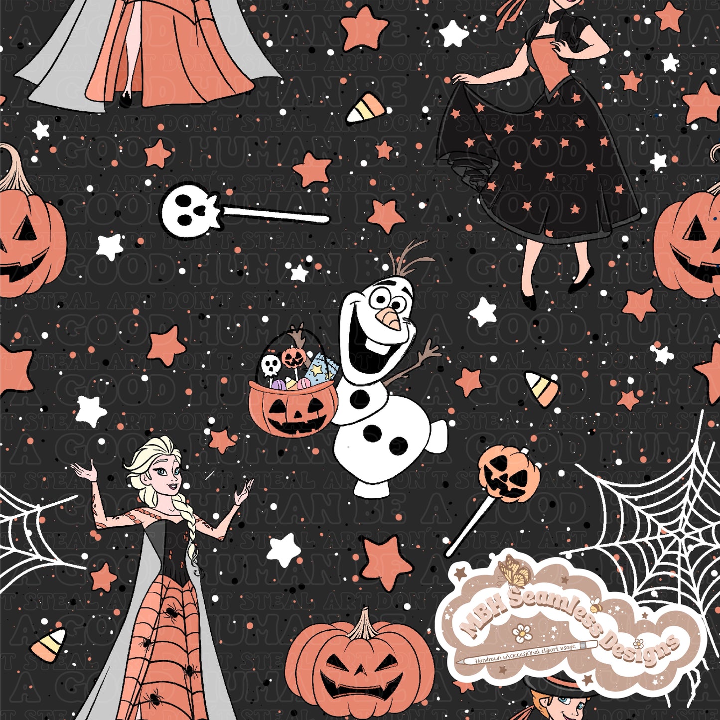 Frozen Halloween Seamless Pattern & PNG MULTIPLE COLORWAYS