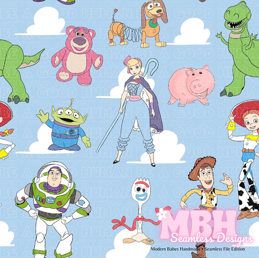 Toy Story Clouds Seamless Pattern