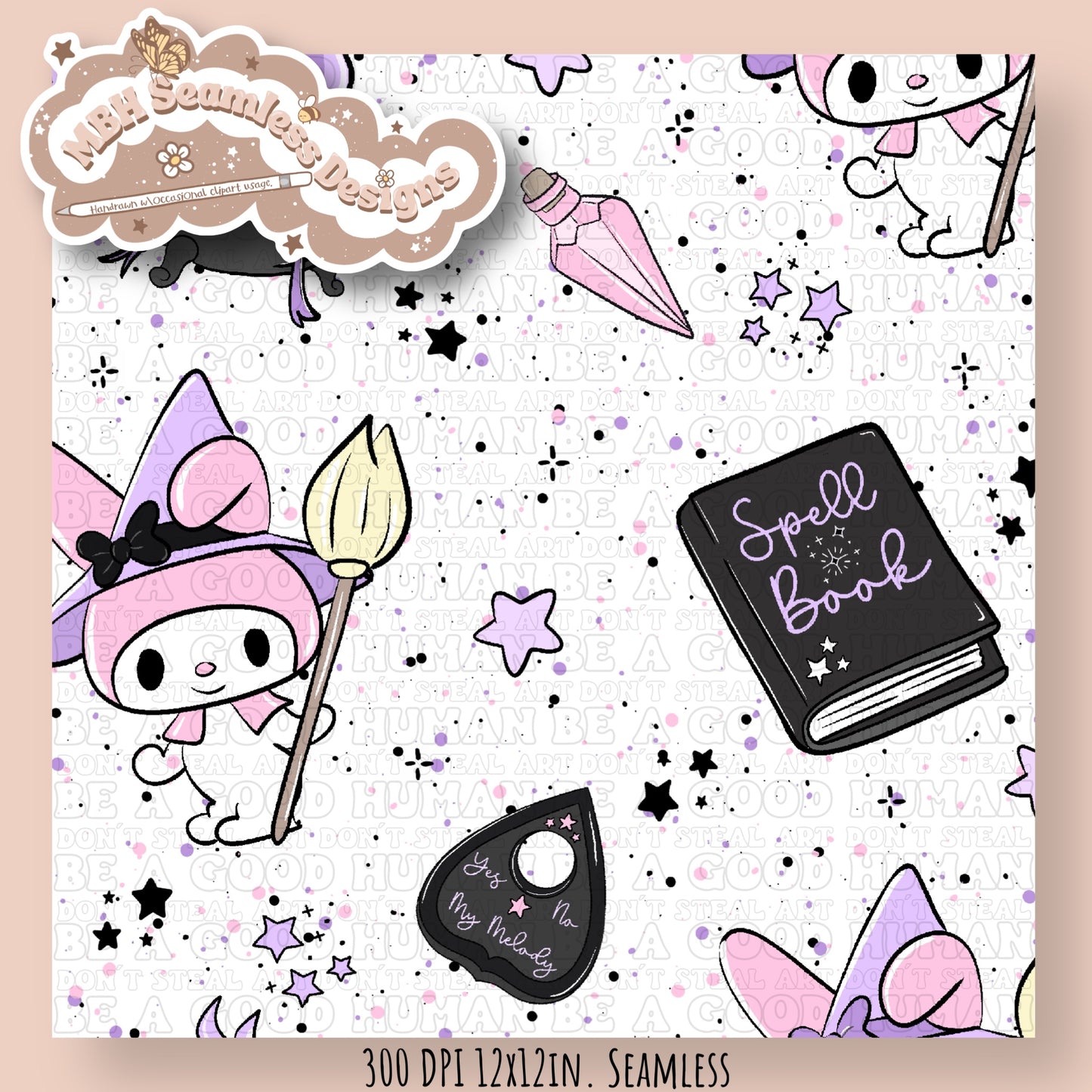 My Melody Witch Seamless Pattern MULTIPLE COLORWAYS