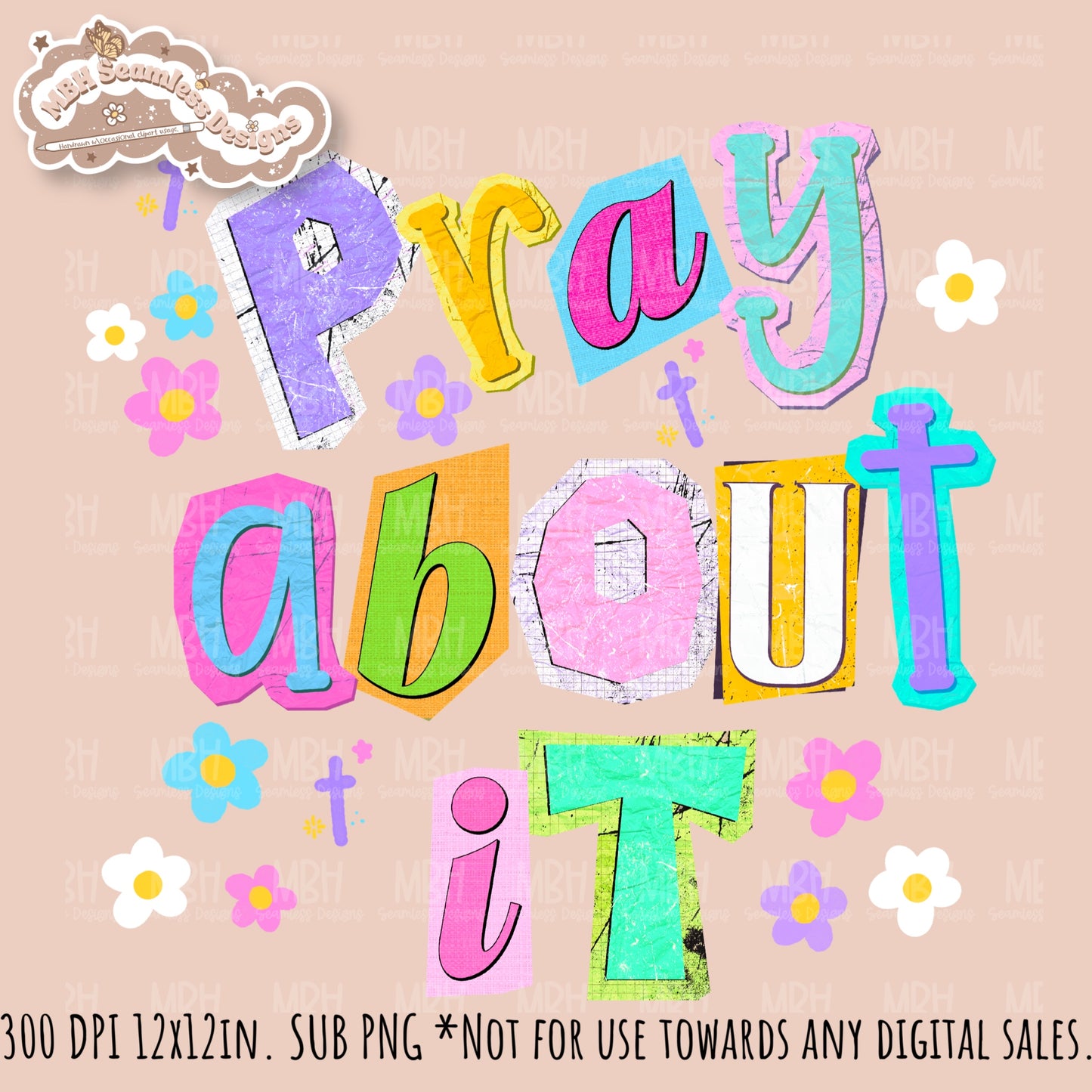 Pray About It Seamless Pattern // SUB PNG