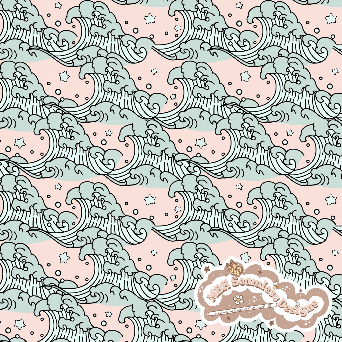 Starry Waves Seamless Pattern MULTIPLE COLORWAYS