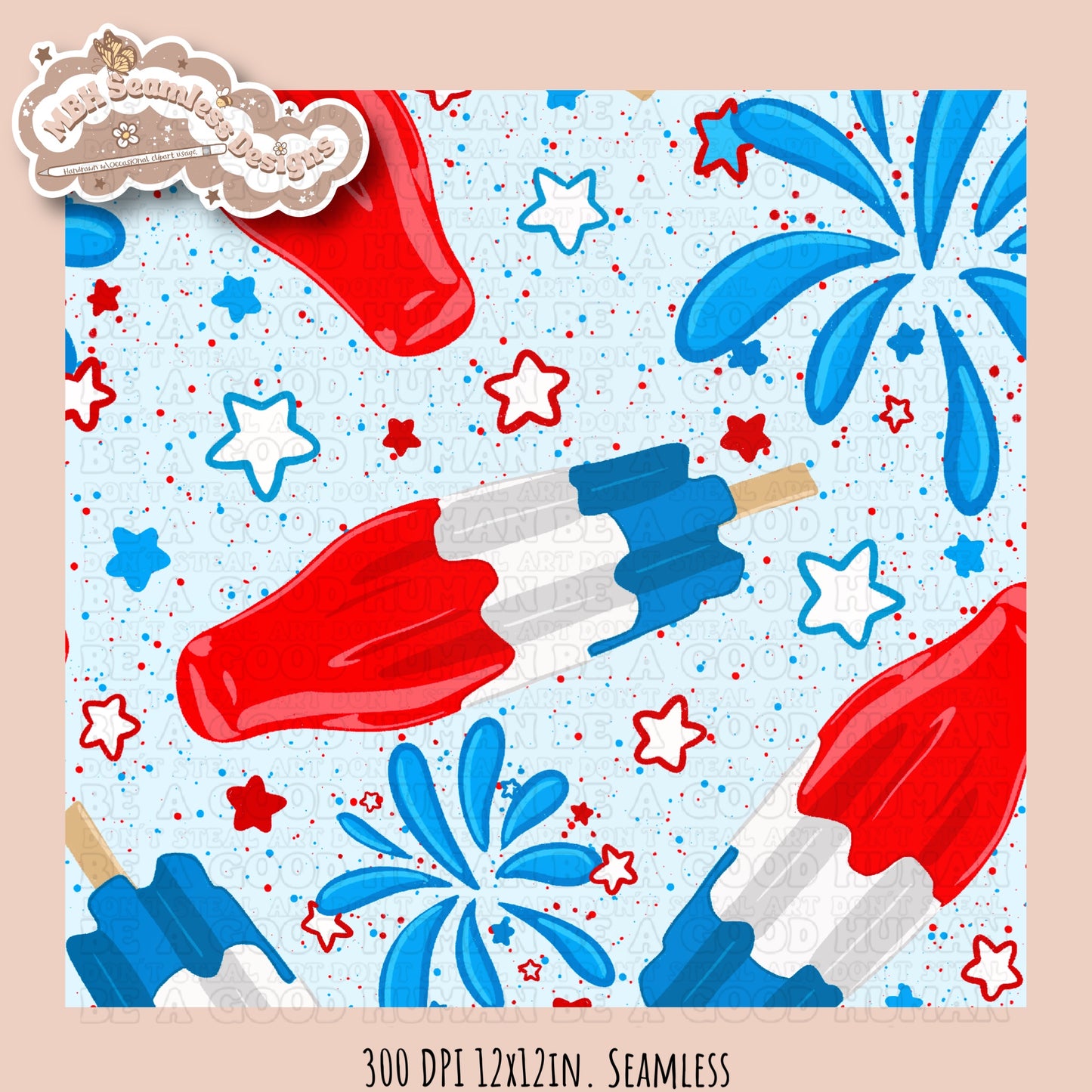 Starry Bomb Pops Seamless Pattern MULTIPLE COLORWAY OPTIONS