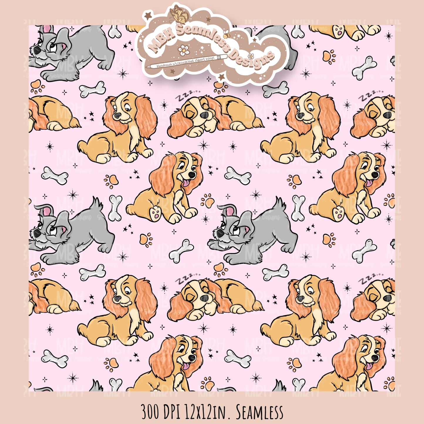 L&T Puppies Seamless Pattern // PNG // Multiple Colorway Options