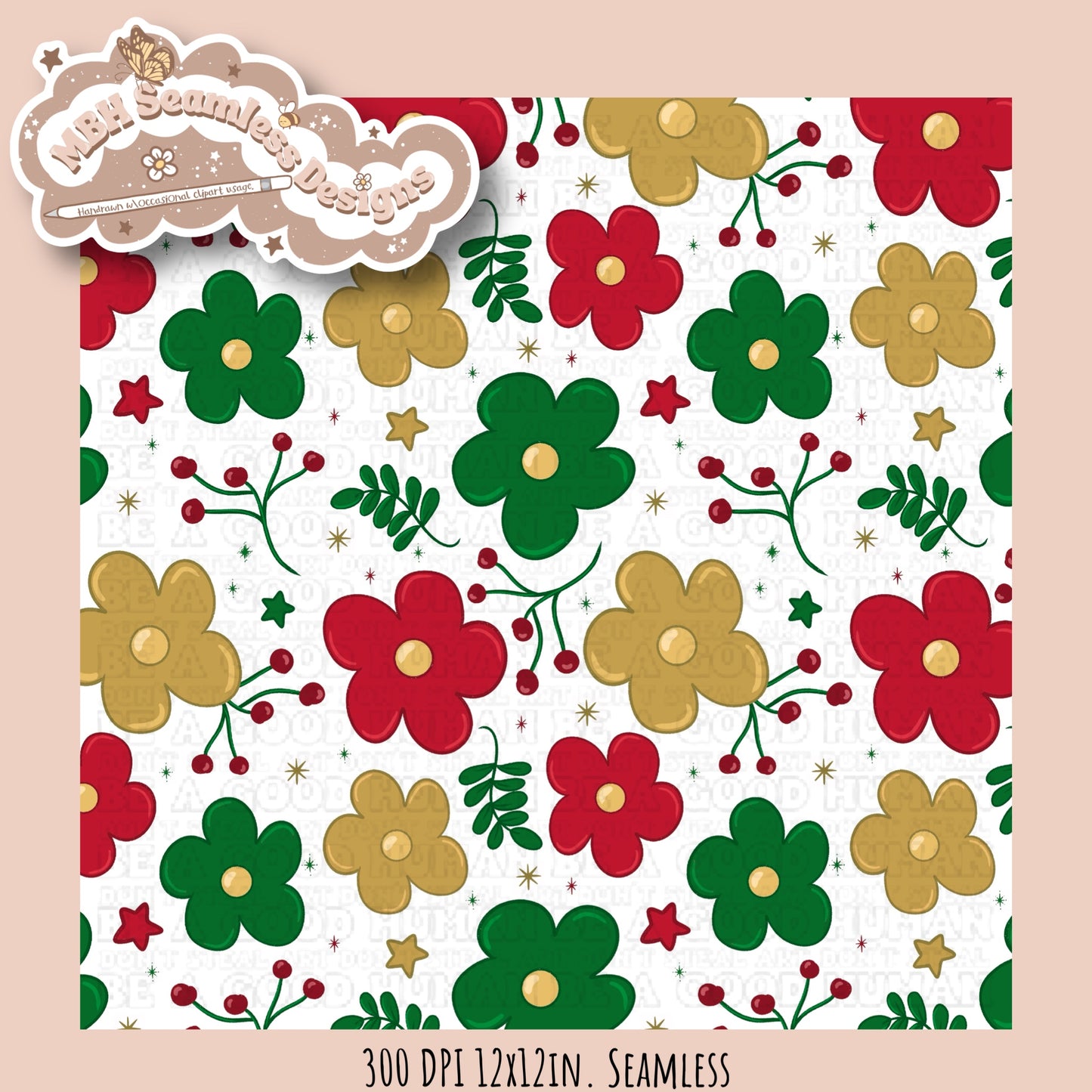 Winter Holiday Floral Seamless MULTIPLE COLORWAYS