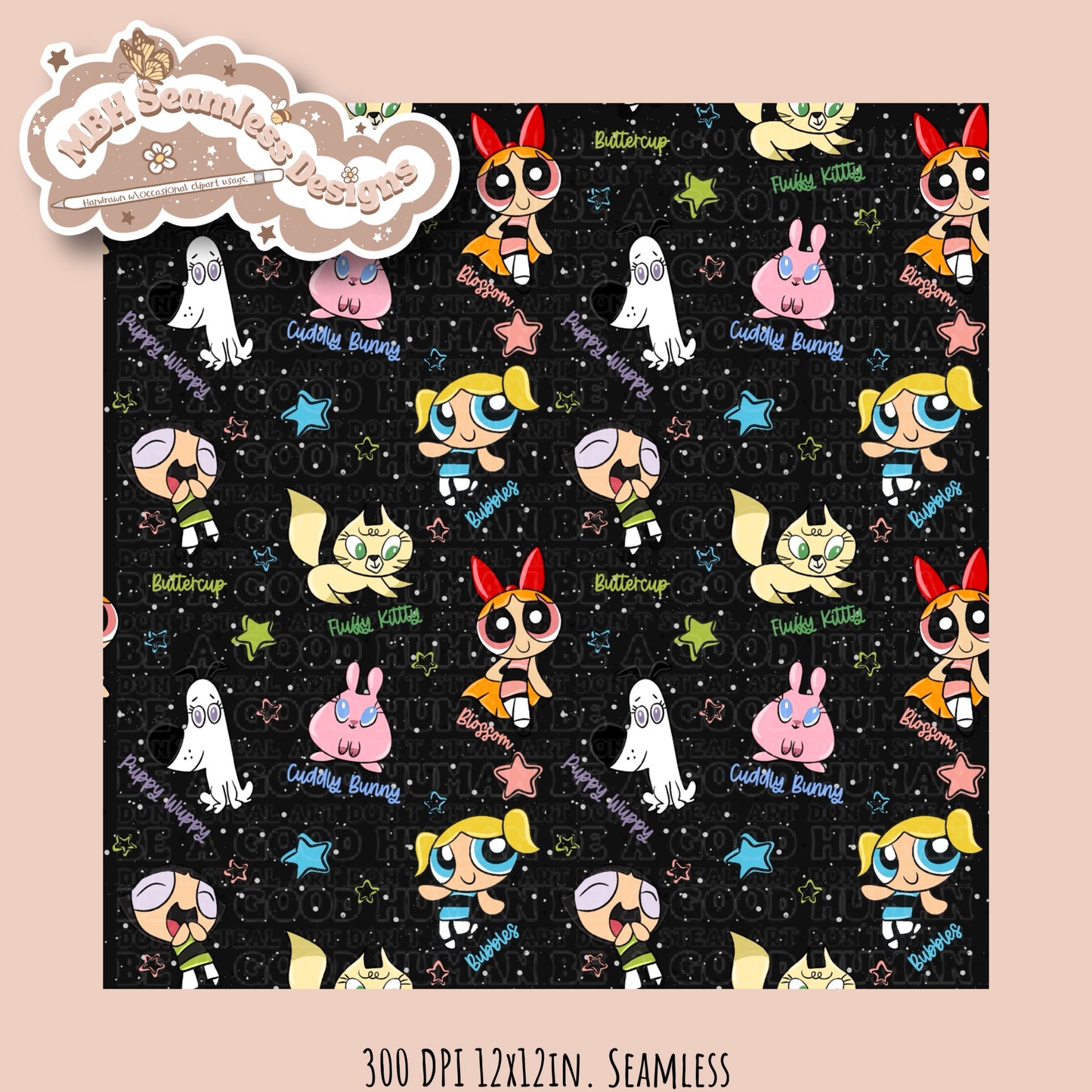 PPG Fluffy Bunch Seamless Pattern MULTIPLE COLORWAYS