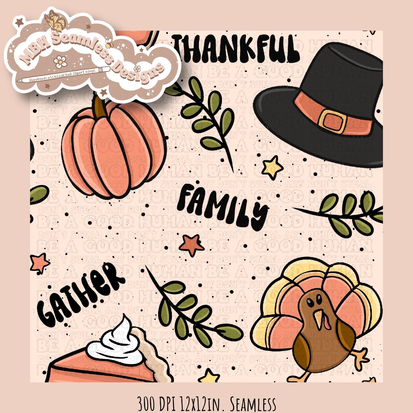 Thanksgiving Words Seamless MULTIPLE COLORWAYS