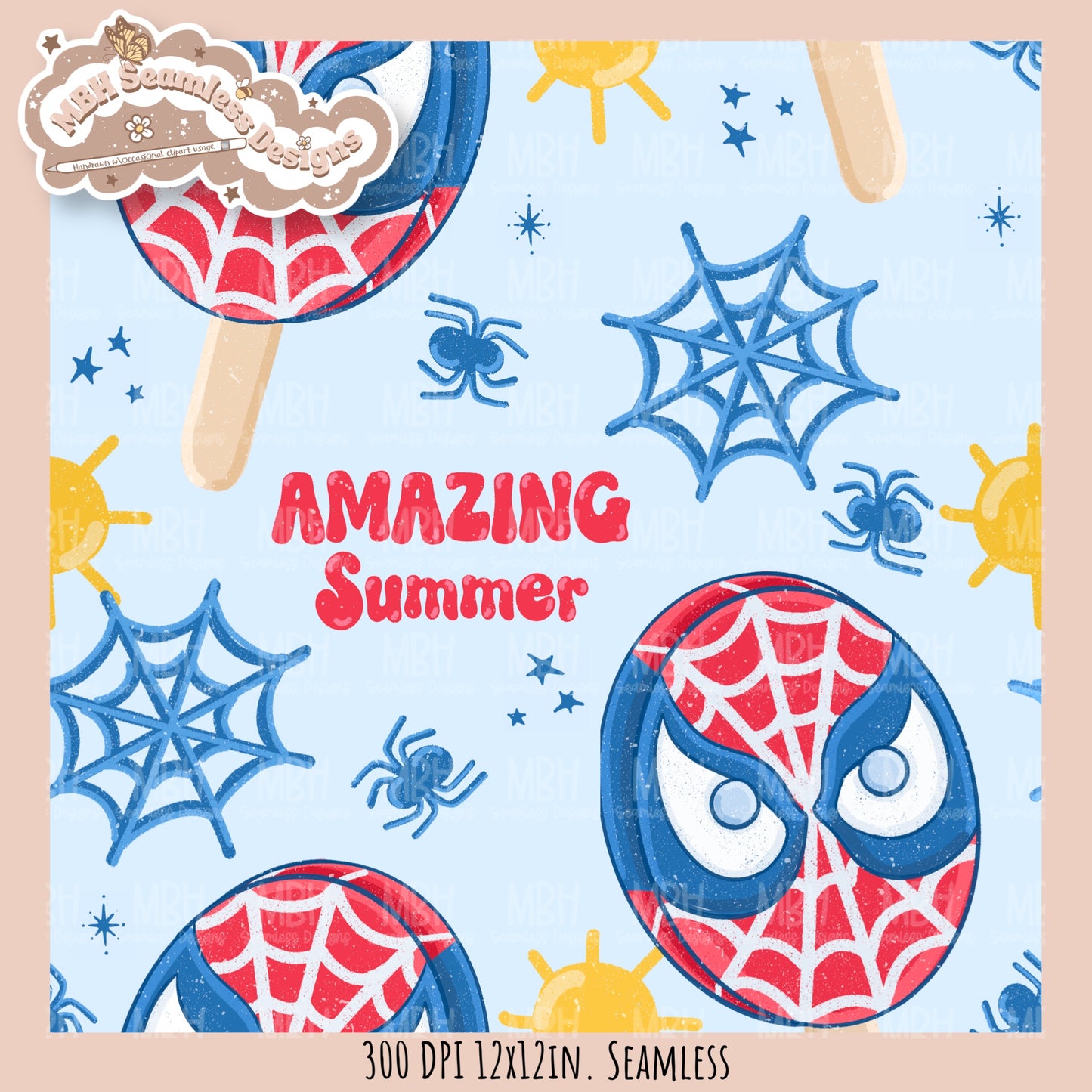 Spider Man Pops Seamless Pattern // Assorted Colorway Options