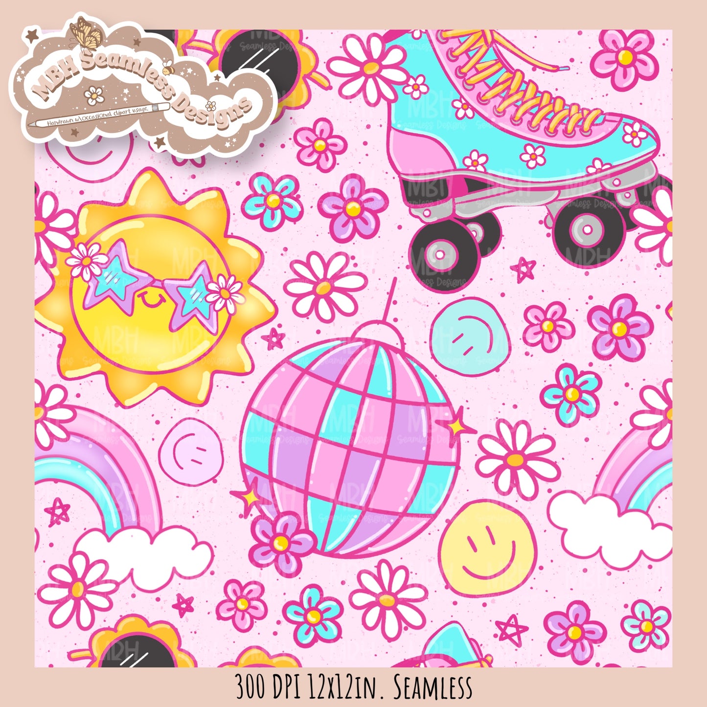 Groovy Summer Seamless Pattern //  MULTIPLE COLORWAYS