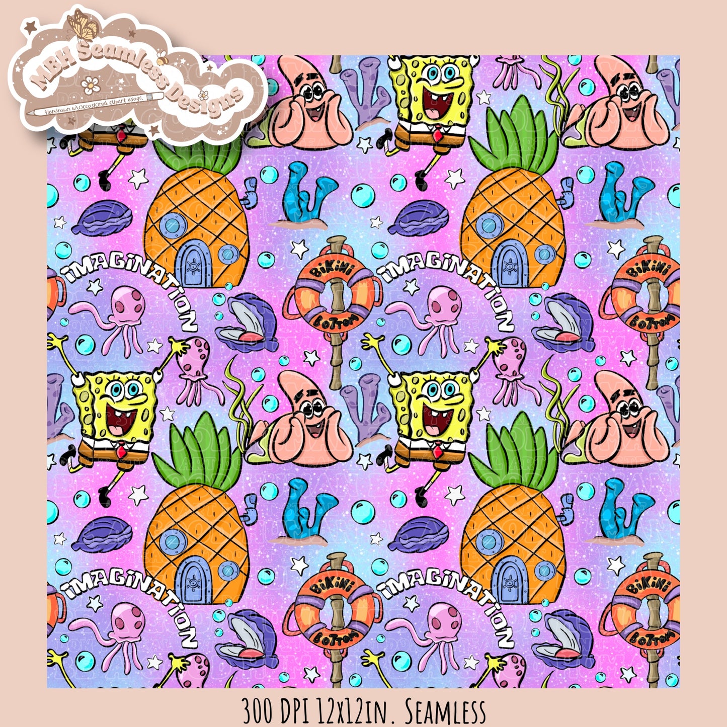 SquarePants Imagination Seamless Pattern MULTIPLE COLORWAYS