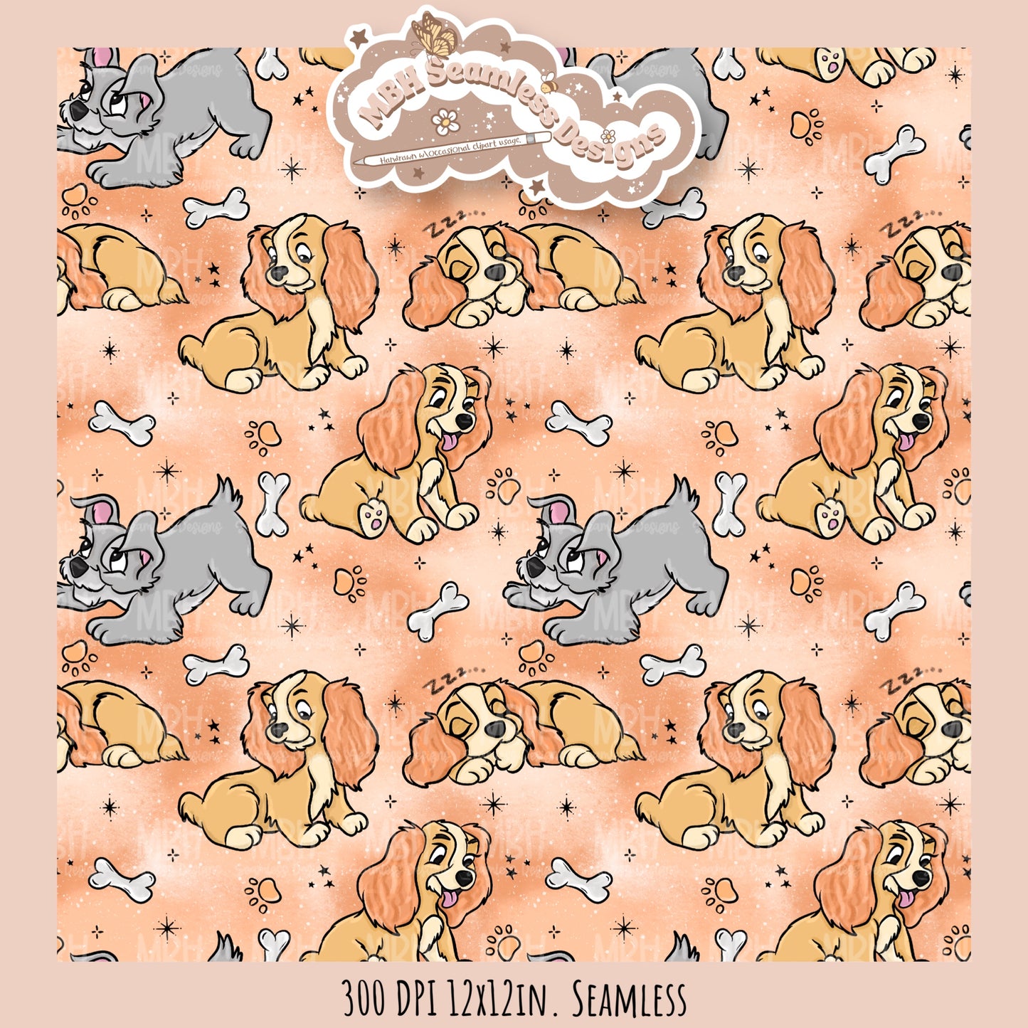 L&T Puppies Seamless Pattern // PNG // Multiple Colorway Options