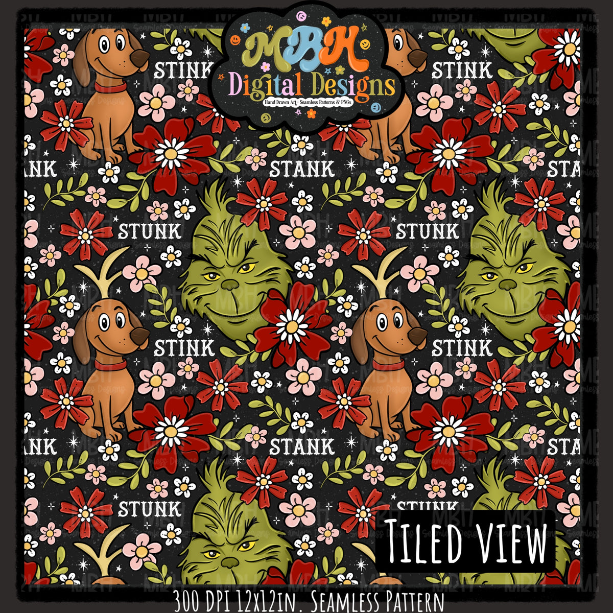 Stink Stank Stunk x Tattoo Floral Seamless Pattern // MULTIPLE COLORWAYS