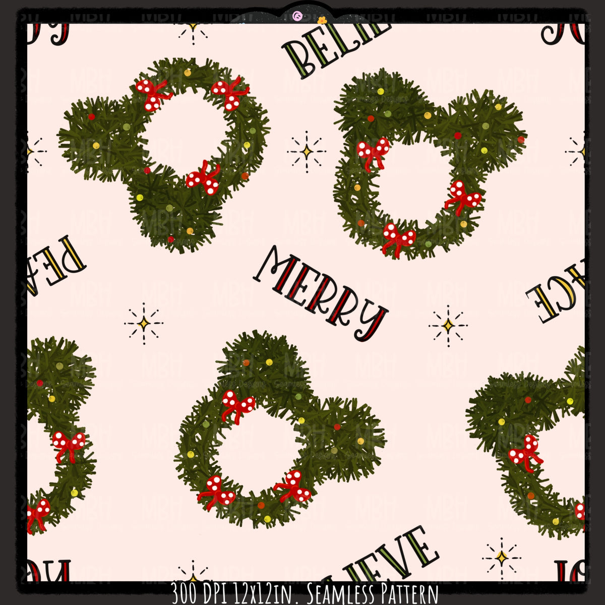 Mouse Wreaths Seamless Pattern
