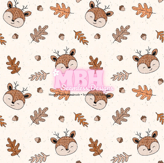 Boho Cute Reindeer Foliage Seamless Pattern