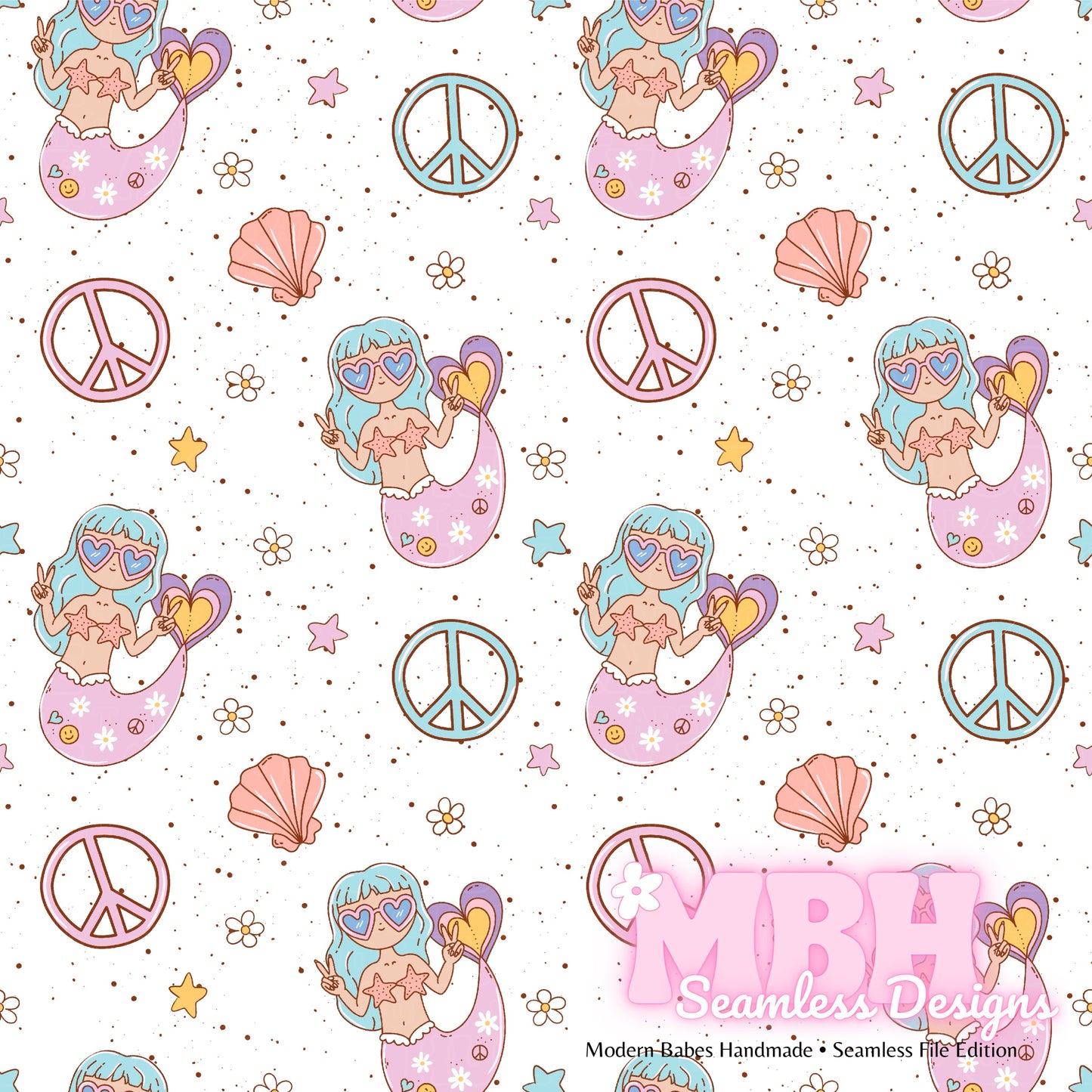 Groovy Mermaid Seamless Pattern MULTIPLE COLORWAYS