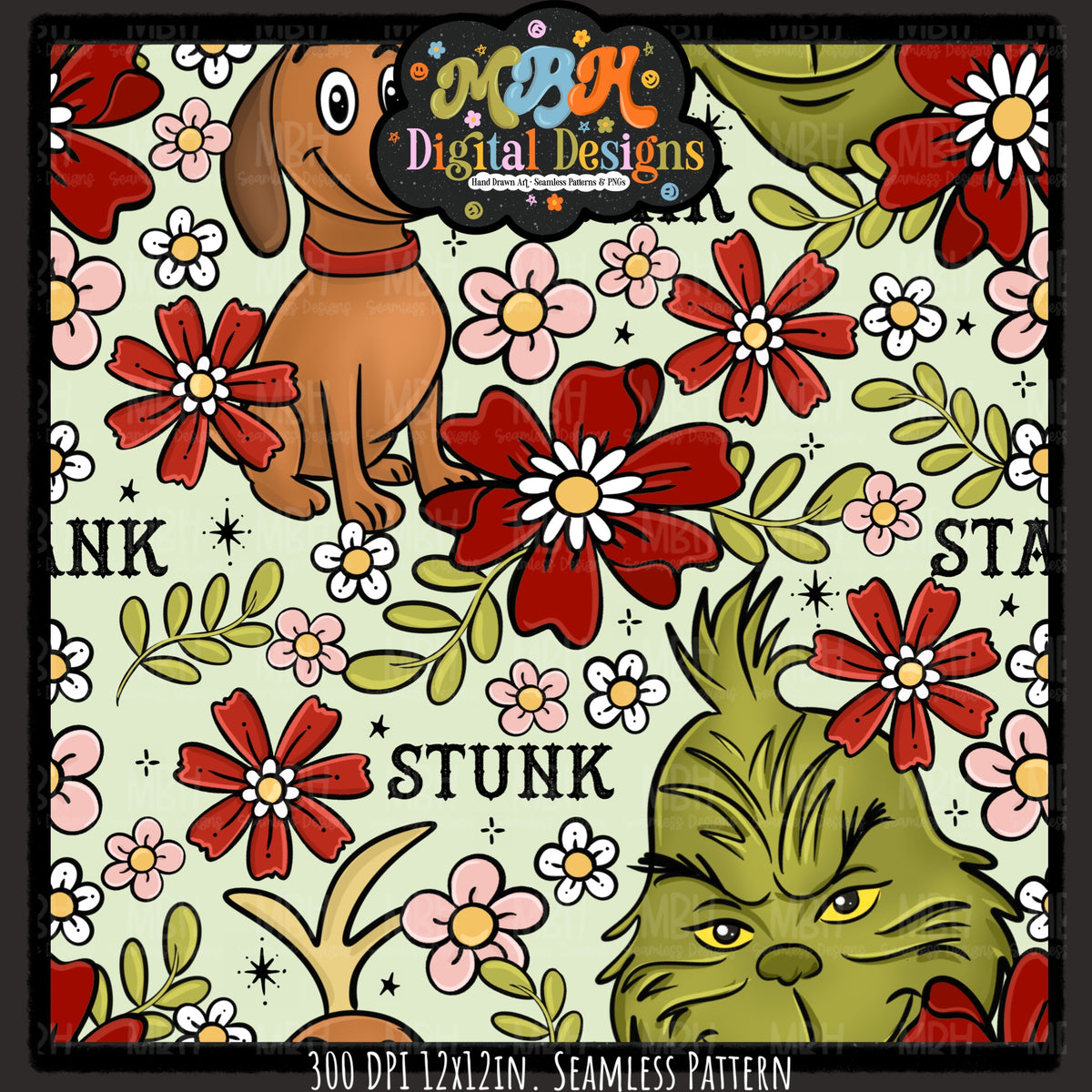 Stink Stank Stunk x Tattoo Floral Seamless Pattern // MULTIPLE COLORWAYS